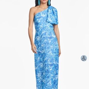 Sachin + Babi One Shoulder Dress in Vibrant Blue Floral